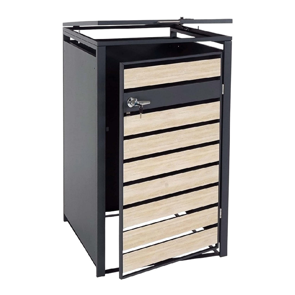 Armoire de rangement avec système de verrouillage en métal et panneaux en bois - 50 x 40 x 90